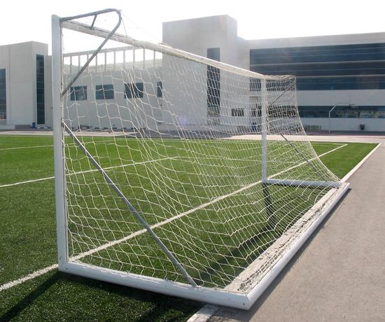 Ворота футбольные юниорские, свободностоящие, переносные, алюминиевые, 5х2 м, квадратные стойки