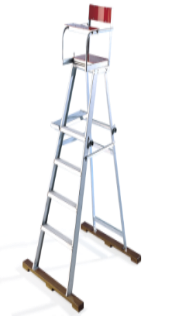 Вышка  судейская для  бадминтона, алюминиевая с пластиковым сиденьем, высота от пола 156 см, 4 ступени с антискользящим покрытием